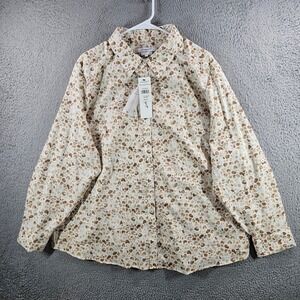 Foxcroft NYC Zoey LSR Watercolor Button Down Shirt 22W Sandbar Wrinkle Free NEW